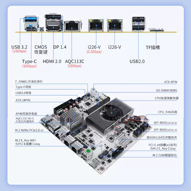 8-Bay NAS Motherboard with  N1 - Nas Motherboard 8 Sata Mini Itx recension och pris